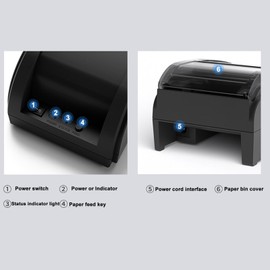 Receipt Printer USB Type 60-80Mm/s Automatic Cutting POS or ESC POS Thermal Printer for Restaurant Supermarkets (EU Plug)