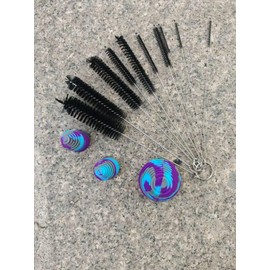 MaizijE Long Handle Cleaning Kit for Bottles & Straws, 3PCS Silicone Cleaning Plugs, Cleaner Brush with 10PCS Bottle Brushes Set for Cleaning Great for Sports Water Bottles