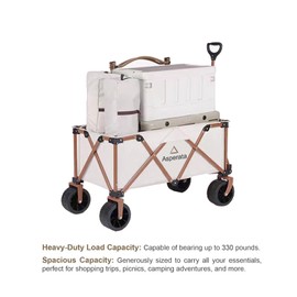 Asperata Collapsible Wagon Cart Foldable; 330lbs/300L Heavy Duty Wagons Carts Foldable; Beach Cart; Shopping Cart; Beach Wagon with Big Wheels for Sand; Collapsible Wagon; Folding Wagon; Garden Cart.