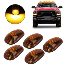 5x Amber Cab Roof Marker Lights Fit for Dodge Ram 1500 2500 3500 4500 5500 2003-2018 Top Roof Running Clearance Marker Light LED Cab Lights Pickup Trucks