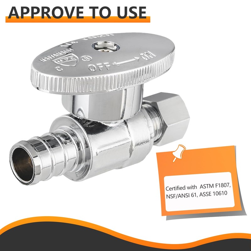 4-PCs HeSun Pex Straight Stop Valve, 1/2" PEX x 3/8"