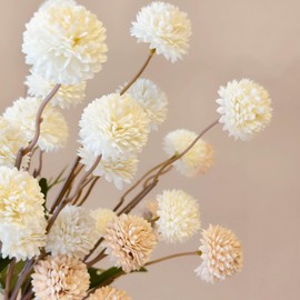 10 Pcs Fake Flowers, Artificial Mums With Long Stems, Faux Pompon Mums Floral Arrangement, 2 Mixed Colors Plastic Flowers Silk Dried Flowers Home Decor, Fall Decorations For Home Vase(No Vase)