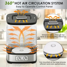 Seeutek Food Dehydrator Machine, 5 BPA-Free Trays, Adjustable Temperature Control for Beef Jerky, Fruits, Vegetables, Includes Recipe Book & 4 Reusable Storage Bags, Electric Dryer Machine (5 Trays)