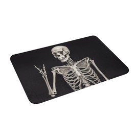 LCVEBGJ Soft Bath Mats Rock Roll Skull Yes Non-Slip and Quick-Drying Rugs for Kitchen Bedroom and Indoor Use - 16x24 Inches, White21