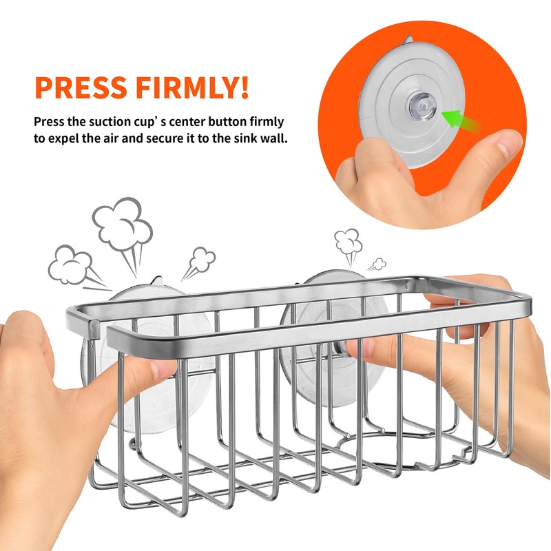 SunnyPoint NeverRust Deluxe Kitchen & Bathroom Sink Sponge Holder Organizer