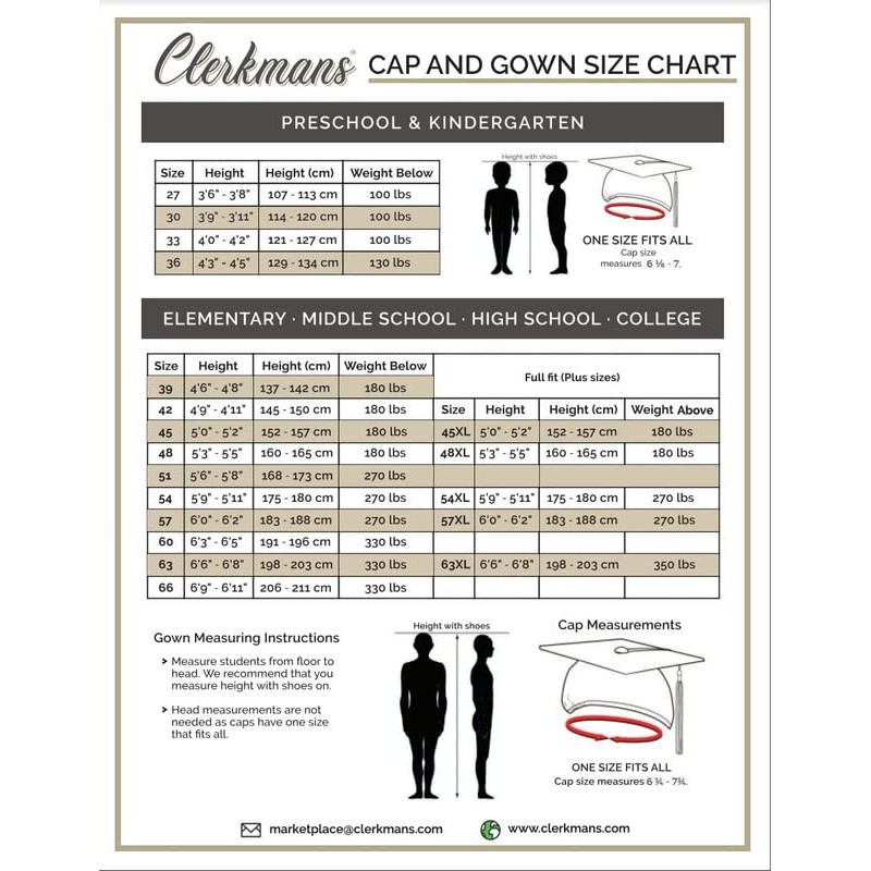 CLERKMANS White Cap & Gown & Tassel Package - High