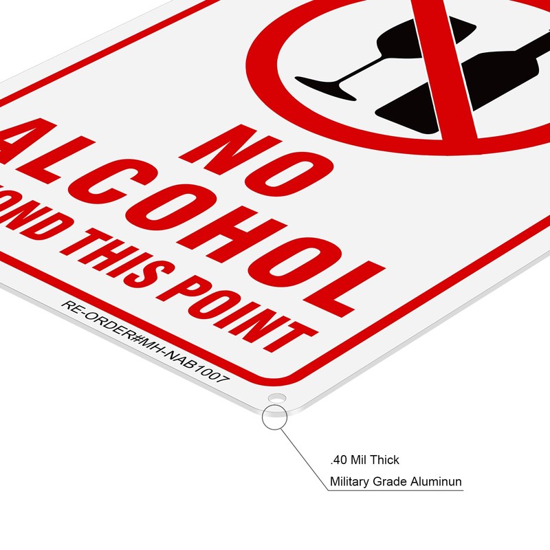 2PCS No Alcohol Beyond This Point Signs, 10x7Inches Aliminum No