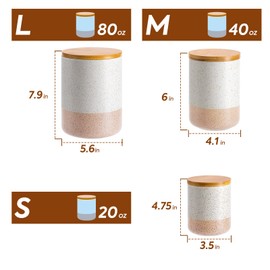 Yangbaga Canister Sets for Kitchen Counter, 40 OZ Large Ceramic Food Storage Jars with Airtight Wood Lids, Large Kitchen Canisters for Coffee, Sugar, Tea, Flour, Spice Visit the Store