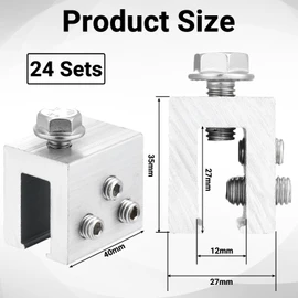 Tandefio 24 Sets Roof Clamp for Standing Metal Roof Standing Seam Roof Clamp for Heat Cable, Snow Guards, Solar Panels Module Installation