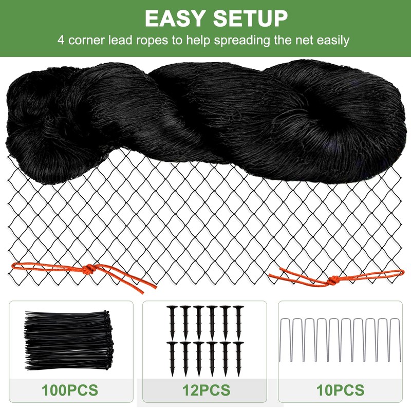 Bird Netting, 25’x100’ Garden Netting with 2” Mesh Net as