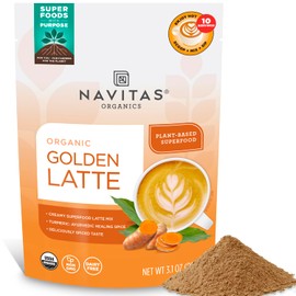 Navitas Organics Golden Latte, 3.1oz Bag, 10 Servings — Organic, Non-GMO, Dairy-Free