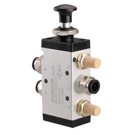 Baomain 4R310-10 2 Position 5 Way G3/8" Hand Push Pull Mechanical Valve with Fitting Mufflers