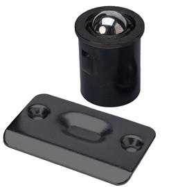 Enconker 4 Pack Closet Door Ball Catch Black, French Door Hardware Ball Catch, Cabinet Latch Lock, Drive in Ball Catch Door Hardware, Stainless Steel Adjustable with Strike Plate (4 Pack, Black)