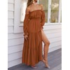 ZESICA Women's 2025 Boho Sexy Off Shoulder Long Sleeve Smocked