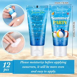 Dansib 12 Pcs Mini Sunscreen Bulk for Summer SPF 30 Water Resistant Sunscreen Lotion Bulk for Thank You Gifts Wedding Bridal Shower Favors Travel for Wedding Party (Summer Party)