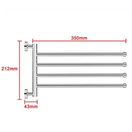 PHOEWON Swivel Towel Rail Chrome Stainless Steel Bath Rack Wall Mounted Towel Rack Holder with 4 Swivel Bars, Swing Towel Holder for Kitchen, Bathroom, Toilet