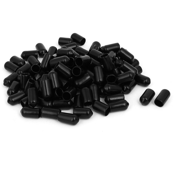 uxcell Insulated End Caps Rubber Black Pipe Stop 0.3 inch (8 mm) Inner Diameter 100 Pieces