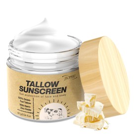 Beef Tallow Sunscreen: 60g Tallow with Zinc Oxide & Beeswax - Natural Moisturizing Protection for Dry Sensitive Skin and All Ages
