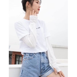 Eukkis Women's UV Protection Arm Cover, Cooling Sensation, Finger Holes, UPF50+ 99% UV Protection, For Bicycles and Driving, Sun Protection, Summer Sunscreen Arm Cover, Fingerless, Cute Arm Cover,