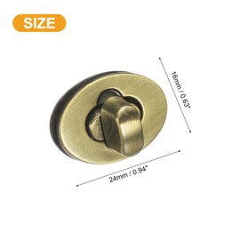 sourcing map 2Pcs Twist Turn Lock Clasp, 24 x 16mm Closures Lock Fasteners for Purse Zinc Alloy Oval Bag Closure Clip Hardware Accessories for DIY Handbag Craft, Bronze