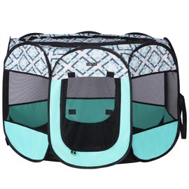 Lucky Monet Foldable Dog Playpen Enclosed Cat Puppy Playpen Indoor Pop Up Pet Animal Playpen Outdoor Kennel Cage Pen Tent for Small Medium Dog Puppy Cat Kitten Rabbit - 29" L x 29" W x 16" H