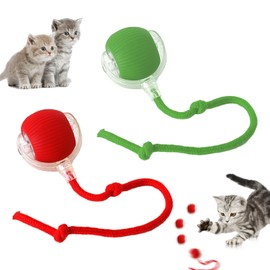 2 Pieces Cat Sprint Interactive Play Ball for Cats Ball Electric Cat Toy Ball Smart Cat Toy Ball Interactive Cat Toy USB Charging Three Working Modes Suitable for Cats and Dogs