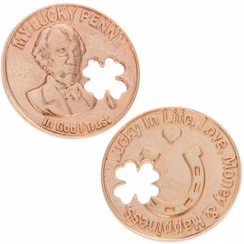 Sterling Gifts Lucky Penny with Clover Cut-out, Good Luck Penny, Good Luck Charm - Pack of 50