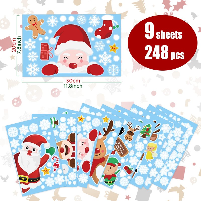 Bigqin Window Stickers for Christmas Winter Window Decoration Snowflake Stickers,