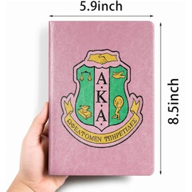 AKA Sorority Gift Leather Notebook for Women Girls Pink and Green Greek Sorority Journal Notebook Sisterhood Graduation Gift (AKA pink green)
