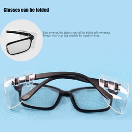 Vilbocr 4 Pairs Safety Glasses Side Shields,Eye Protection Flexible Anti Slip on Clear Side Shield,Fits 0-6.69 inches Eyeglasses Frames with 2pcs Glasses Cloth