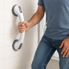 Maniglia Doccia per Anziani 30cm Supporto Fino a 60 kg | Maniglione Bagno Rimovibile con Doppia Ventosa Antiscivolo
