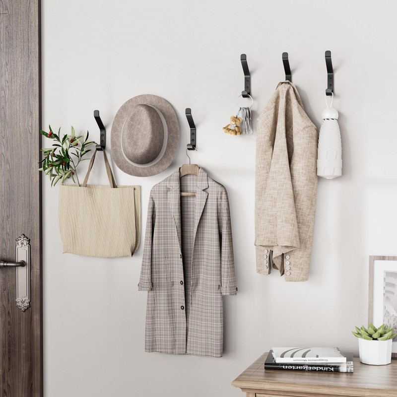 Kysren Black Coat Hooks Wall Mounted - Decorative Aluminum Hooks
