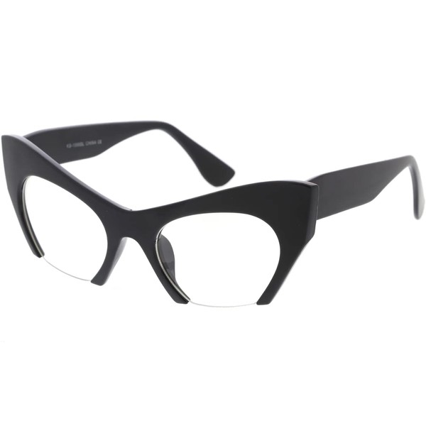 KISS Neutral Glasses Cat Eye Model Nikita Vintage Rockabilly Fashion Woman Optical Frame, Black V1