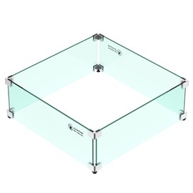 Skyflame 24 x 24 Inches Square Fire Pit Glass Wind Guard Replacement for Outdoor