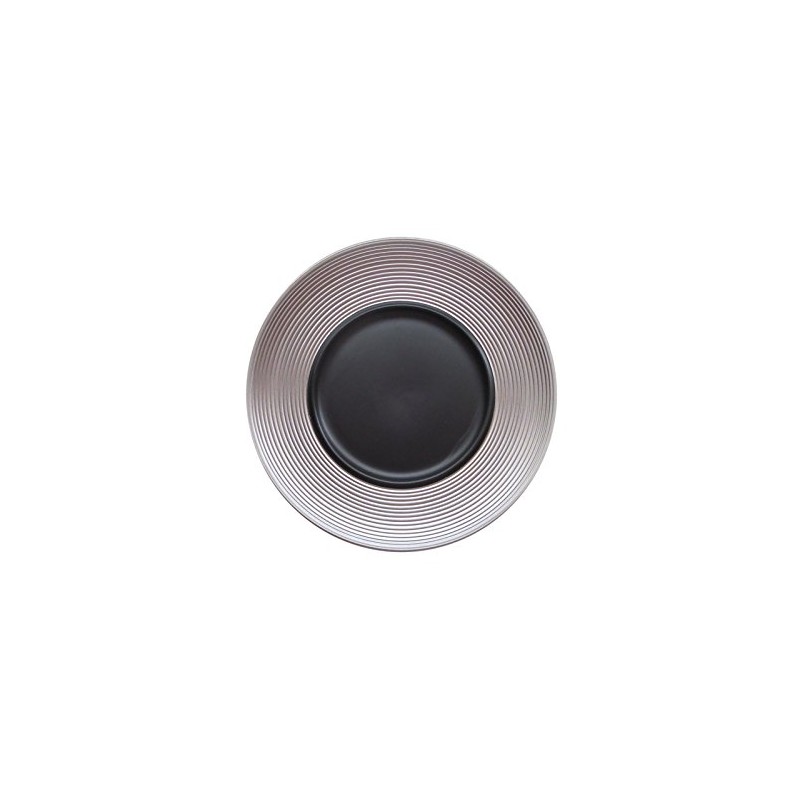 Demoda (Black/Platinum) 8.7 inches (22 cm) Dessert Plate (dm-102)