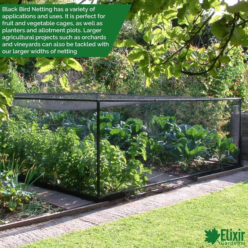 Elixir Gardens Heavy Duty Bird Netting Black 6m x 5m