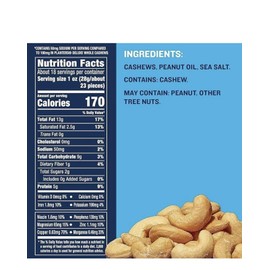 Planter's PLANTERS Deluxe Salted Whole Cashews, Party Snacks, Plant-Based Protein 18.25oz