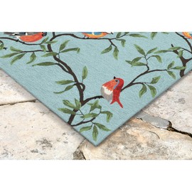 Liora Manne 2270/04 Aqua Ravella Bird on Branches Indoor/Outdoor Rug, 3'6" X 5'6", Blue