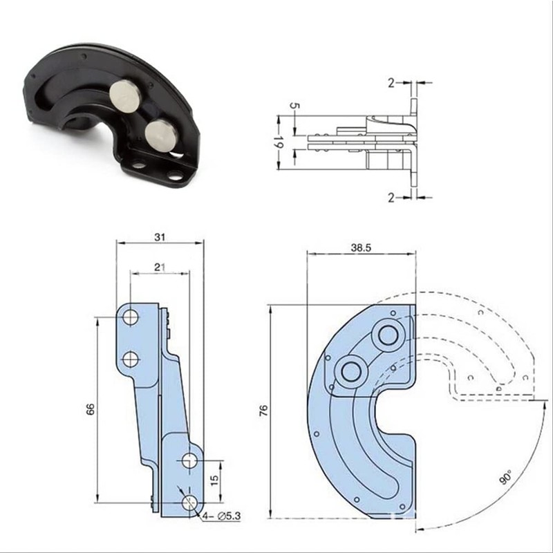 KAFENDA Industrial Cabinet Door Hardware - 2 PCS Hidden Hinge,