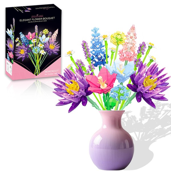 Flower Bouquet Building Sets for Adult, Botanical Collection with Fancy