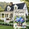 BlissYard Spring Welcome Garden Flag 12x18 Inches Hydrangea Basket Yard