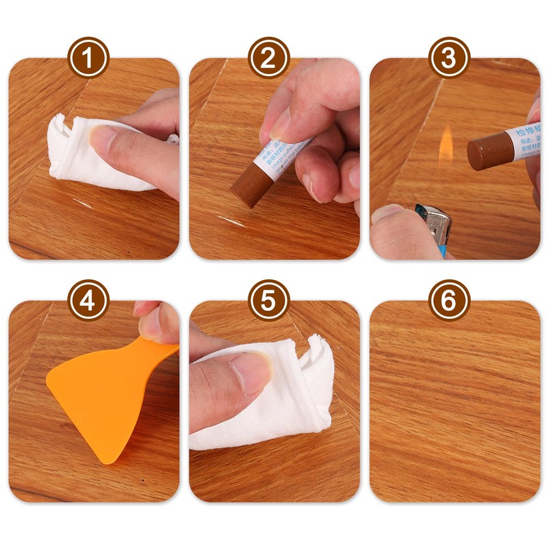 QUARKZMAN Möbelreparaturkreiden, 3 Stück - Holzwachsfüllstift, Möbelmarker zum Auffrischen -