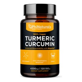 Phinaturals Suplemento Turmeric Curcuma 4200 Mg 120 Caps Sabor Sin Sabor