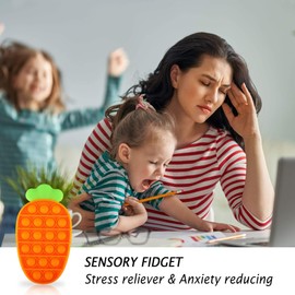 POP Fidget Toys Finger Push Bubble Fidget Sensory Toy for Autistic Children Stress Anxiety Relief Simple Dimple Autism Special Squeeze Fun Silicone Gifts for Adult Kids (1,Carrot)