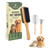 Angootao 3Pcs Natural Boar Bristle Brush Set for Short Haired