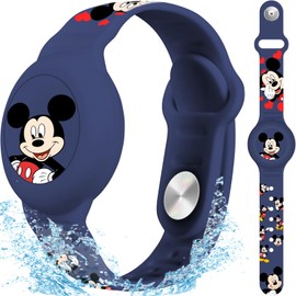 Waterproof AirTag Bracelet for Kids, Cut Cartoon Air Tag Holder for Kids with Full Coverage Hidden Design, Silicone Airtag Wristband for Child - Blue