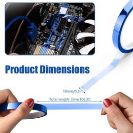Polyimide High Temperature Tape,Heat Resistant Tapes, 4 Rolls High Temperature Resistant Tape, Heat Transfer Tape for Soldering, Transfer, 3D Printing, Sublimation,Electronics(Blue)