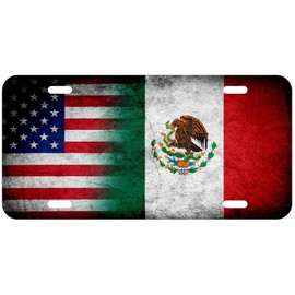 ExpressItBest High Grade Aluminum License Plate - Flag of Mexico (Mexican) - Rustic/USA