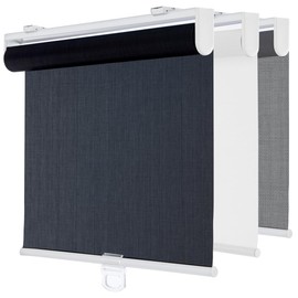 TOVALOR Cordless Roller Shades for Windows,Light Filtering Pull Down Blinds,Solar Screen Door Blinds,Flame Retardant UV Protection Fabric for Home Office (53" W x 72" H,Solar Black)