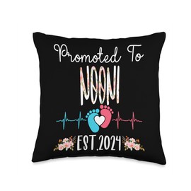 Promoted to NOONI Est.2024 Pregnancy Christmas Soon to Be Throw Pillow, 16x16, Multicolor